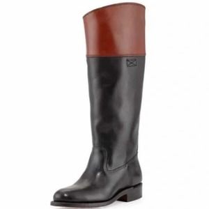 Frye Jet Two Toned Leather Riding Boot in Black Multi‎ Size 6.5